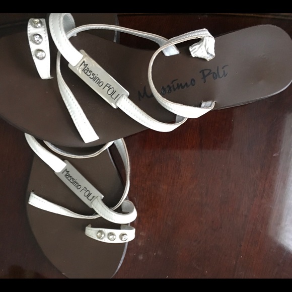 New Massimo Poll white sandals 7.5 M - Picture 1 of 5